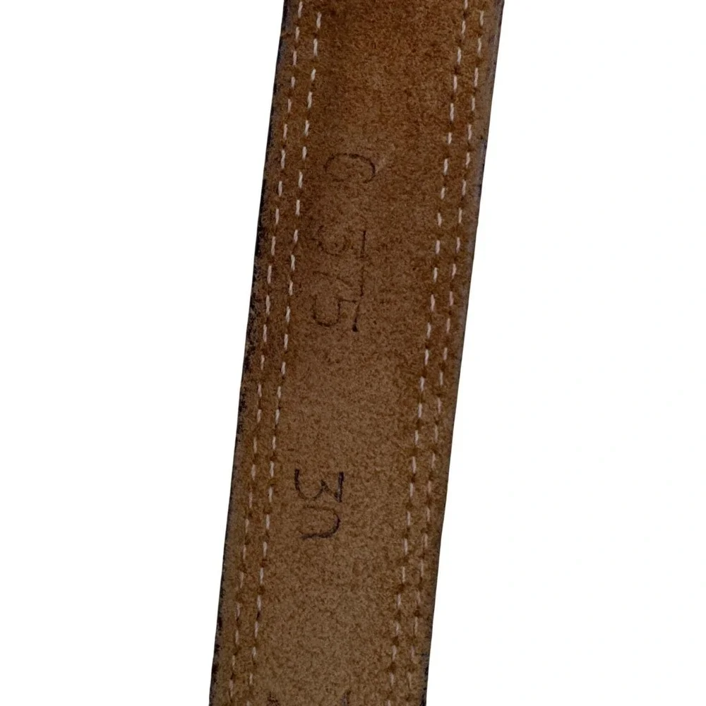 Vintage Women's 90's Boho Brown Leather Brass Belt 28